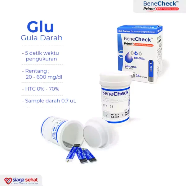 Strip Gula Darah Benecheck Prime - Glucose isi 25