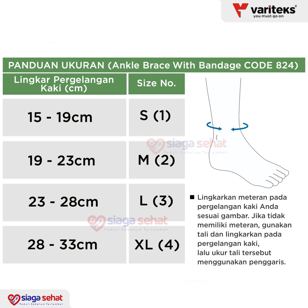 Alat Kesehatan Siaga Sehat Variteks Ankle Brace With Bandage